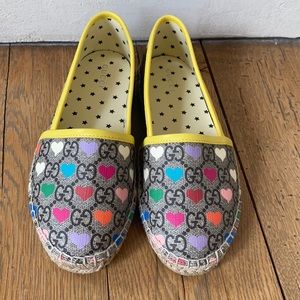 Kids NEW Gucci Girls Heart GG supreme Espadrilles SZ 28